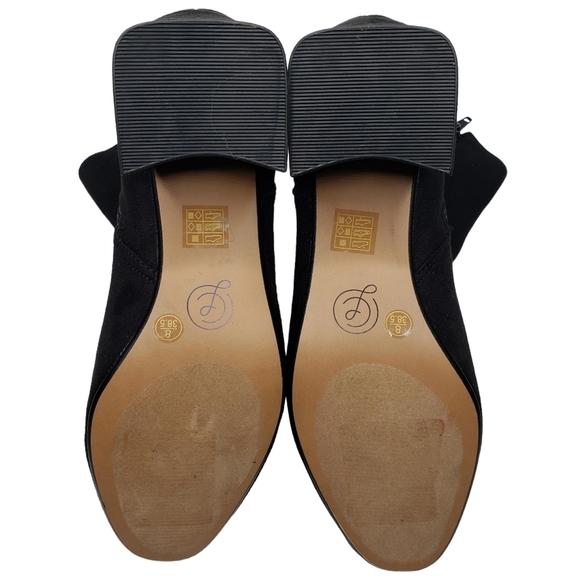 Chinese Laundry | Black Faux Suede Almond Toe Block Heel Ankle Booties Women's 8 - Picture 8 of 13